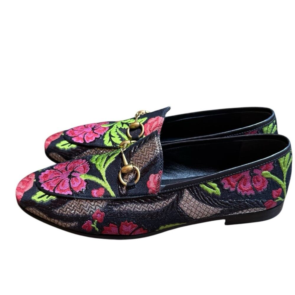Gucci Jordaan Horsebit Slip On Loafers Floral Embroidered EU 38.5 US 8.5 - Picture 9 of 16